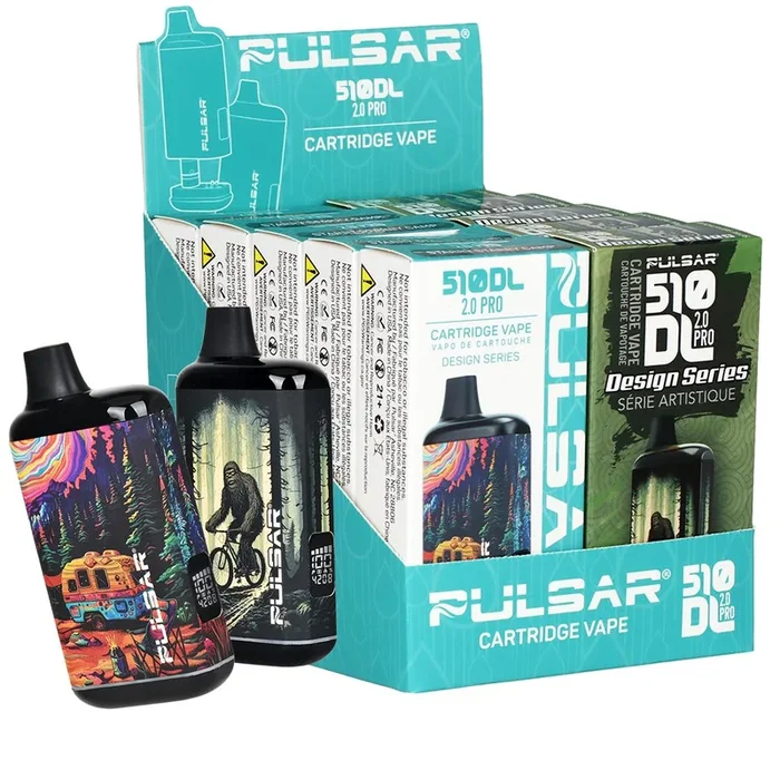 10CT DISPLAY – Pulsar 510 DL 2.0 PRO Design Series Variable Voltage Vape Bar – 1000mAh / Assorted Designs 2