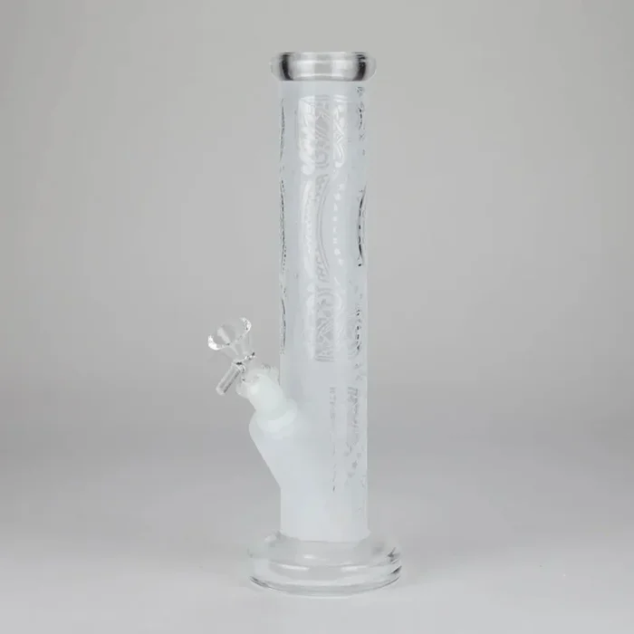 11″ Straight Tube Classic Frosted Glass Bong – Pattern 2