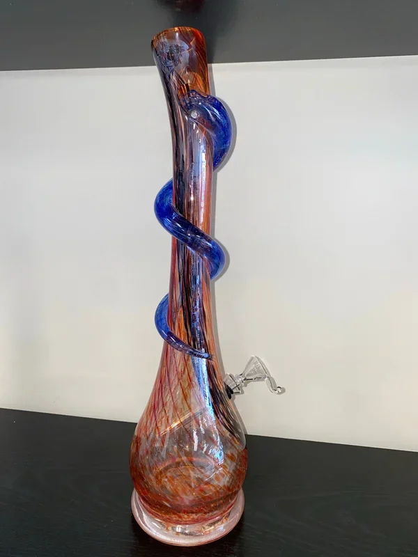 16″ Lifted Base Teardrop Twist Grip Soft Glass – with funnel slider