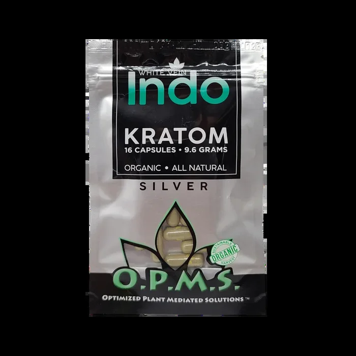 16ct OPMS Silver White Vein Indo Kratom Extract Capsules