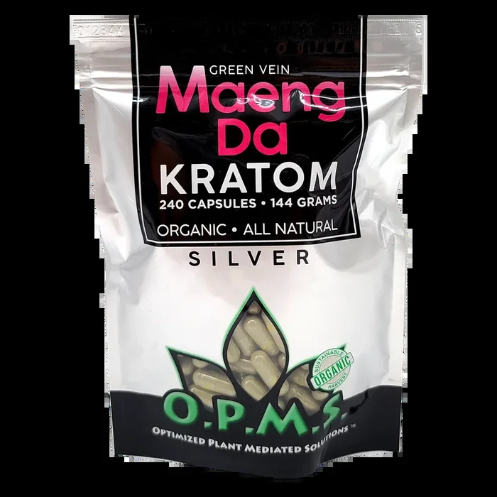 240ct OPMS Silver Green Vein Maeng Da Kratom Extract Capsules