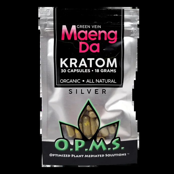 30ct OPMS Silver Green Vein Maeng Da Kratom Extract Capsules