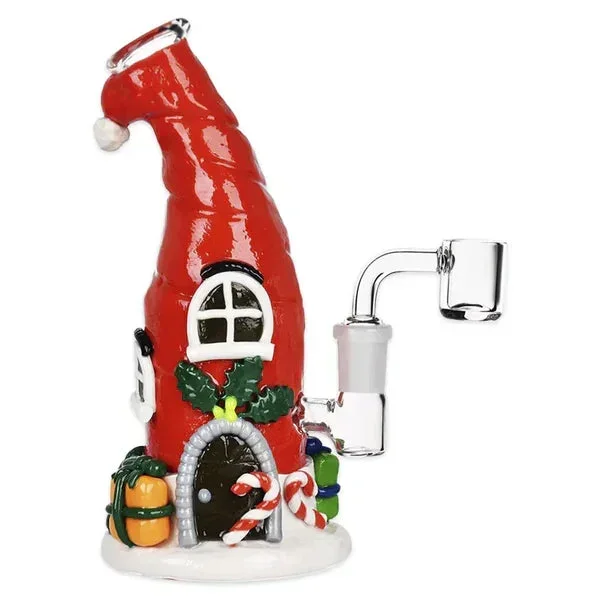 7.5″ Santa Cap Elf House 3D Painted Dab Rig