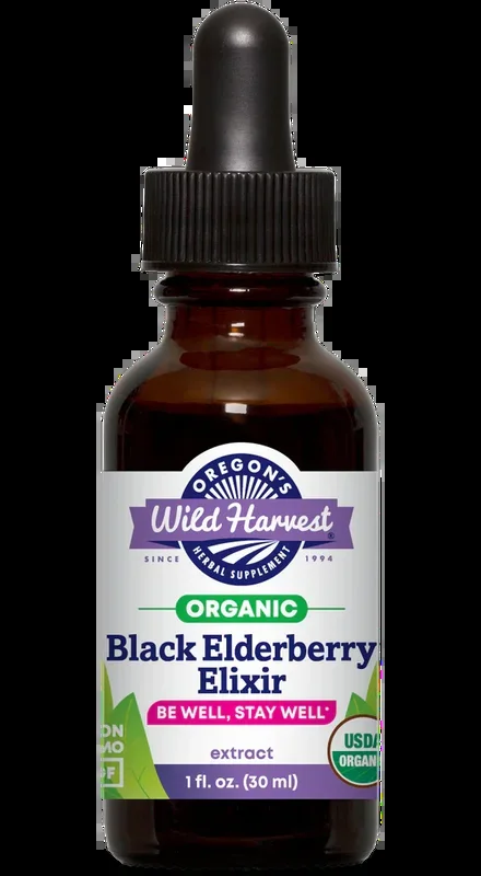 Black Elderberry Elixir Organic Herbal Extract 1 oz.