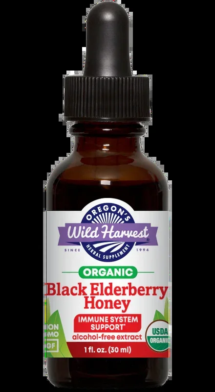 Black Elderberry Honey Organic Alcohol-free 1 oz