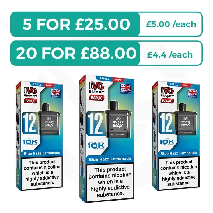 Blue Razz Lemonade Prefilled Pods By IVG Smart Max + Refill Containers