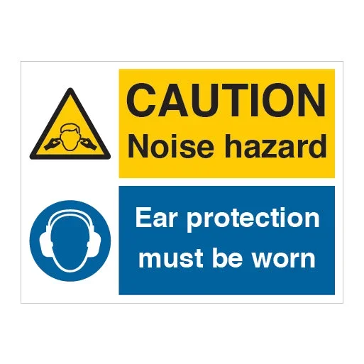 CAUTION Noise hazard Ear protection must be worn Sign