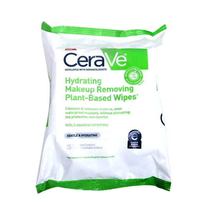 CERAVE HYDRATING MAKEUP REMOVING PLANT BASED WIPES