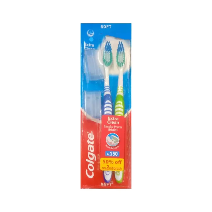 COLGATE TOOTH BRUSH EXTRA CLEAN TWIN PACK SOFT