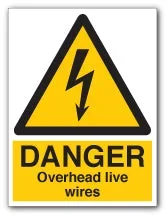 DANGER Overhead live Wires Signs