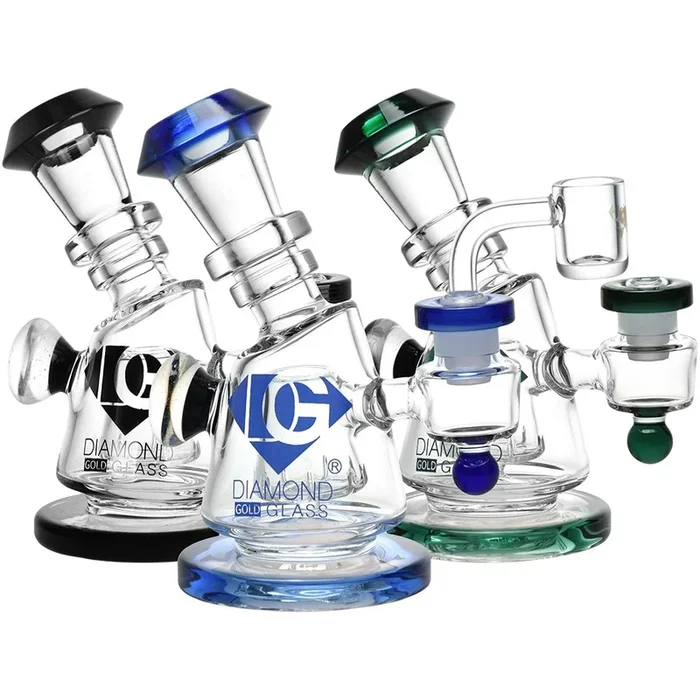 Diamond Glass Gold Hammer Perc Dab Rig – 6″ / 14mm F