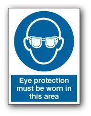 Eye protection must be worn in this area