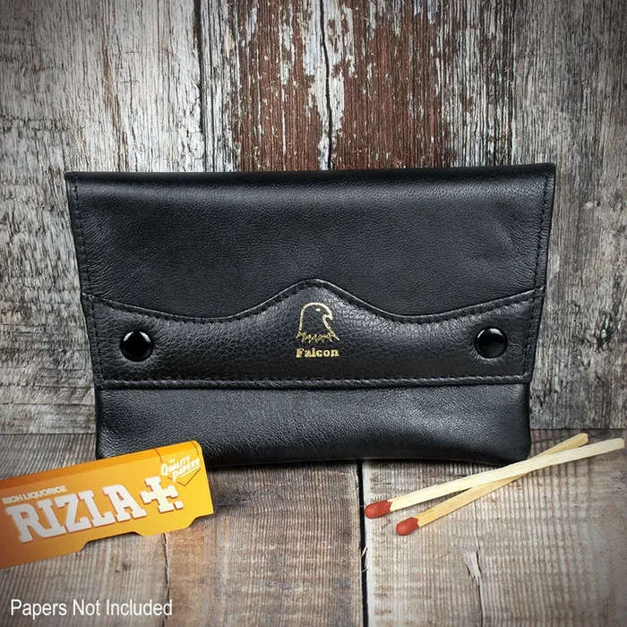 Falcon Black Leather Handrolling Pouch 546