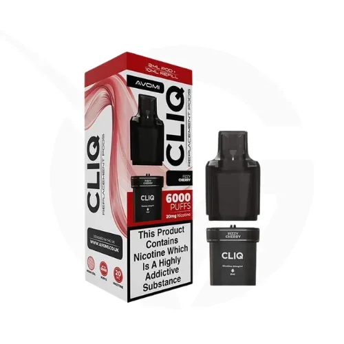 Fizzy Cherry Prefilled Pods By Avomi Cliq 6000 + Refill Containers