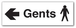 Gents + symbol arrow left