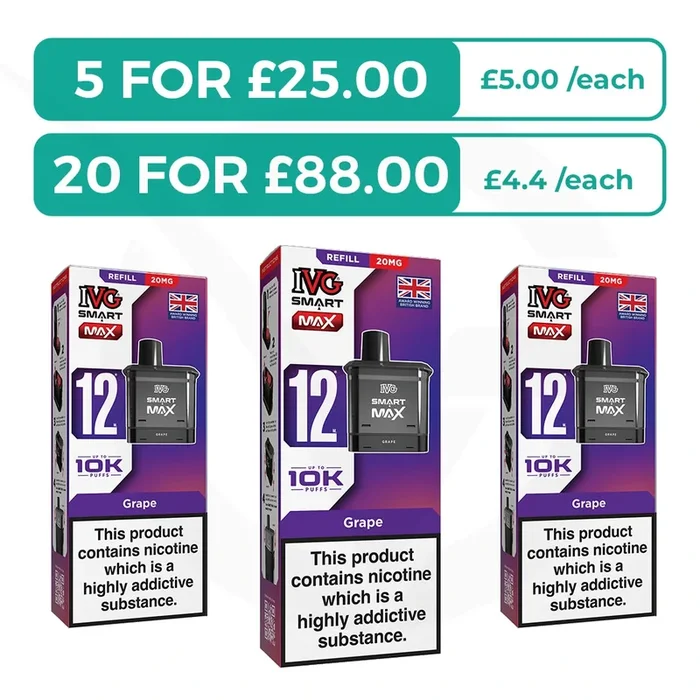 Grape Prefilled Pods By IVG Smart Max + Refill Containers