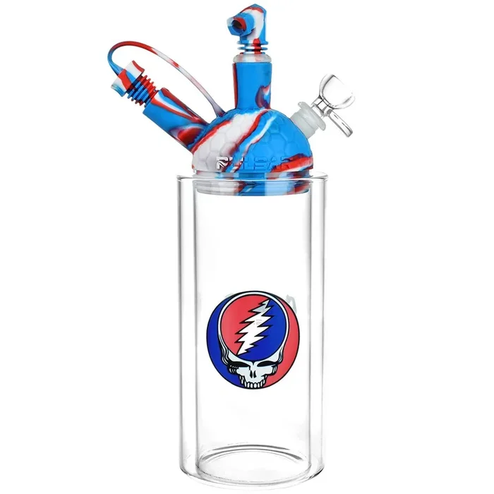 Grateful Dead x Pulsar Silicone & Glass Gravity Water Pipe – 11″