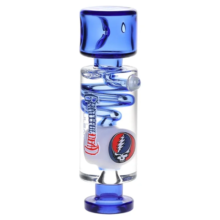 Grateful Dead x Pulsar Steal Your Face Glycerin Spiral Geometric Glass Hand Pipe – 5.25″
