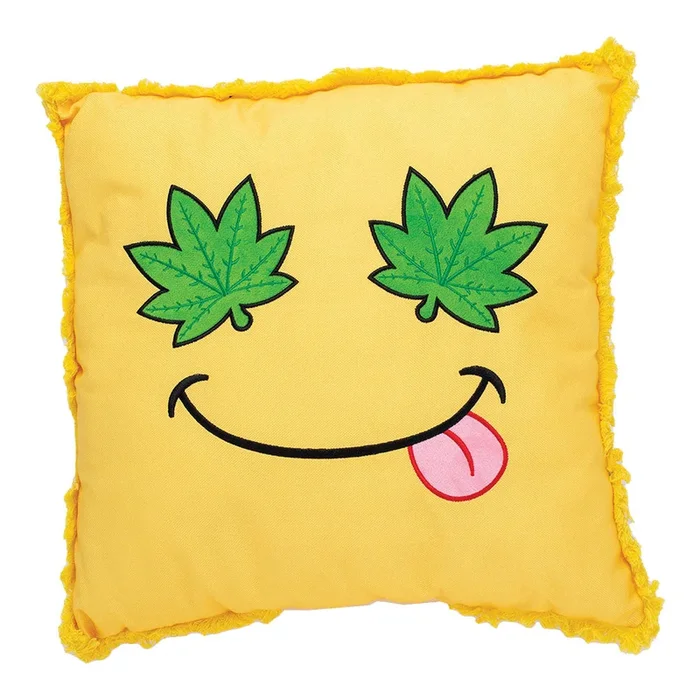 Green Leaf Smiley Face Plush Pillow – 16″x15″