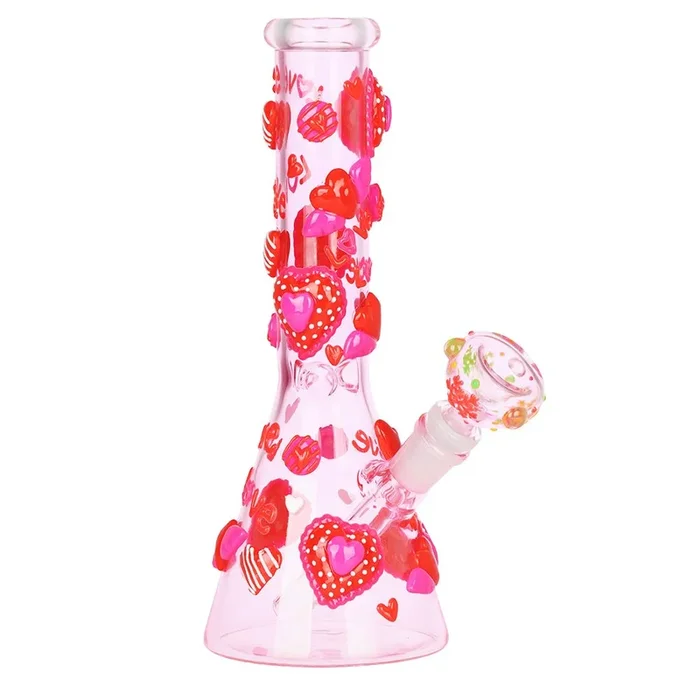 Hearts in Hearts Beaker Glass Water Pipe – 10″ / 14mm F
