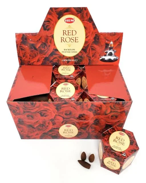 HEM Backflow Cones – Red Rose Backflow Incense 40 Cones