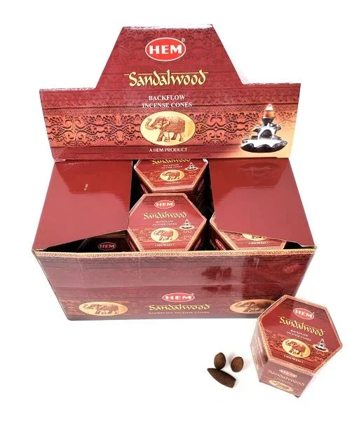 HEM Backflow Cones – Sandalwood Backflow Incense 40 Cones