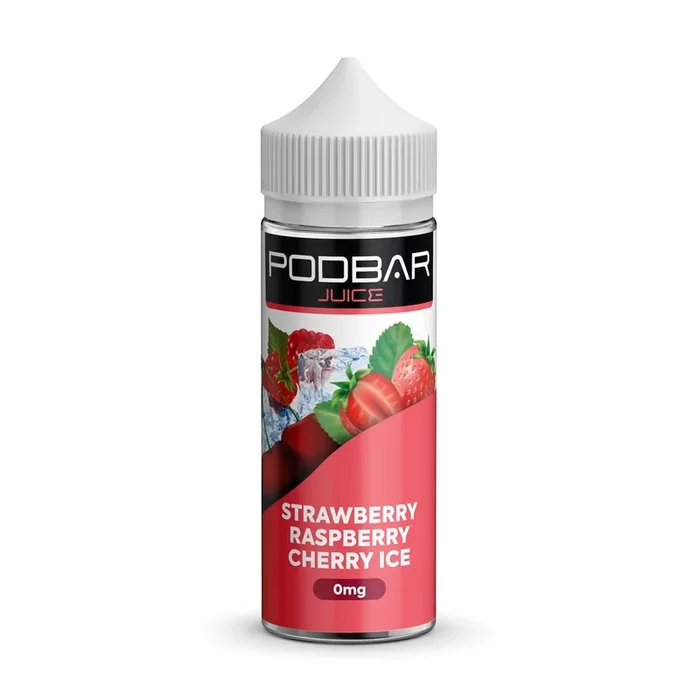 KINGSTON PODBAR JUICE STRAWBERRY RASPBERRY CHERRY ICE 100ML SHORTFILL E-LIQUID