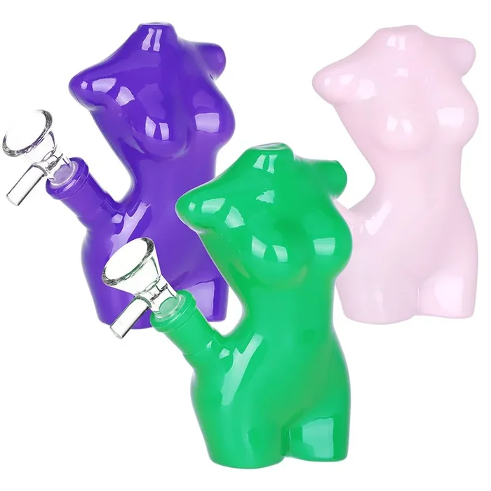 Lady Mannequin Mini Glass Water Pipe – 5″ / 14mm F / Colors Vary