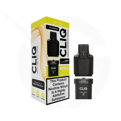 Lemon Tangerine Ice Prefilled Pods By Avomi Cliq 6000 + Refill Containers