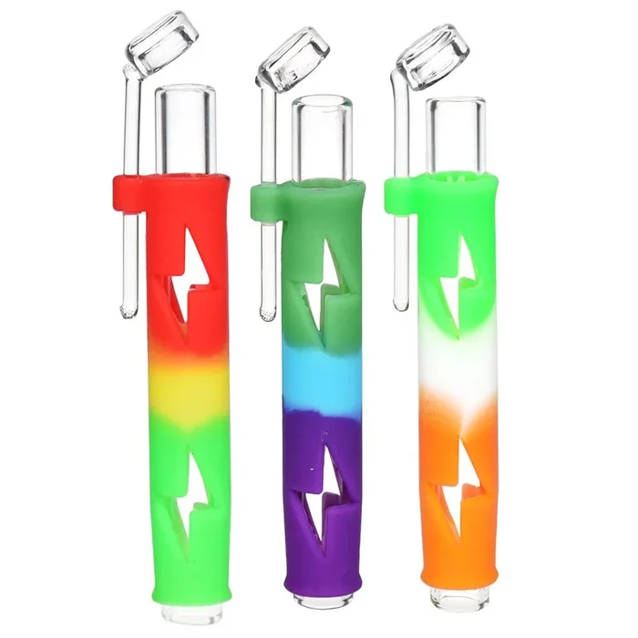 Lightning Silicone & Glass Concentrate Taster Pipe – 4.5″/ 10ct