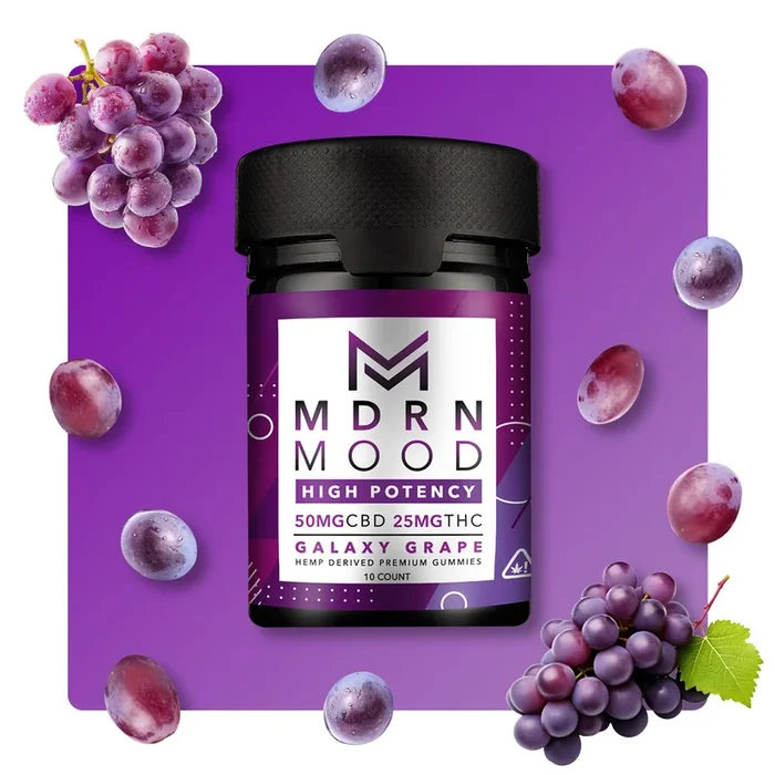 MDRN MOOD Galaxy Grape Gummies – 50mg CBD / 25mg THC (10ct)