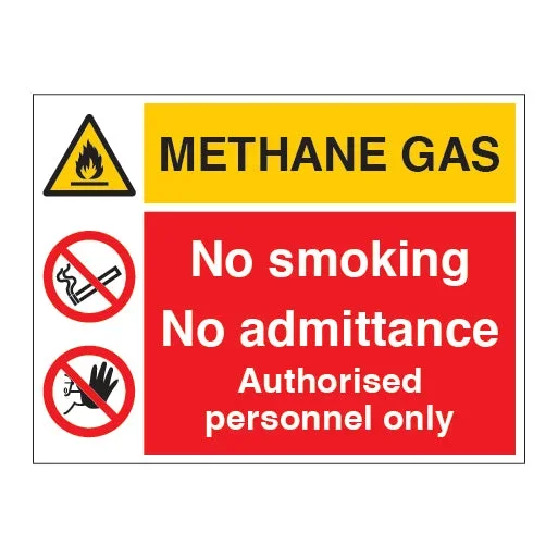 METHANE GAS No Smoking No Admittance Sign