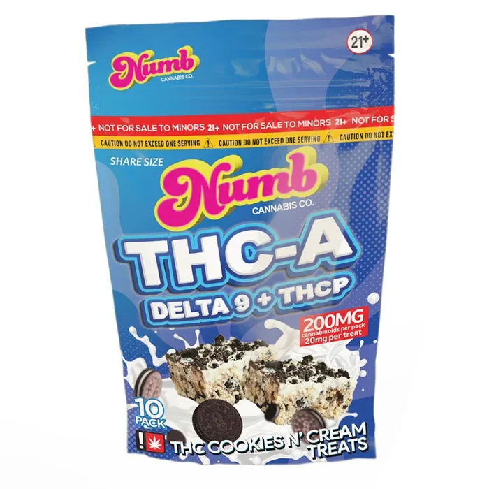 Numb THC-A Cookies and Cream Krispie Treats – 200mg