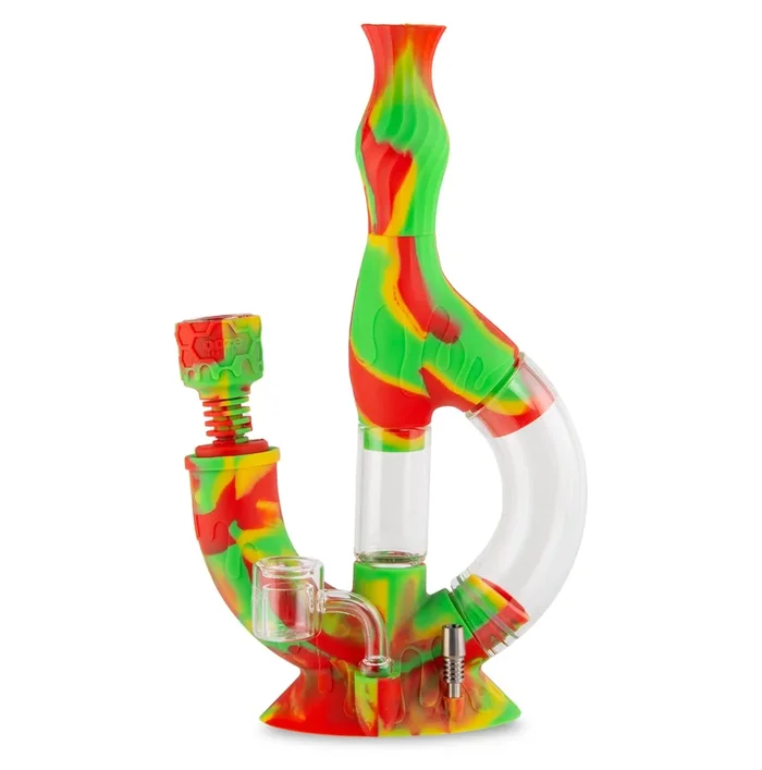 Ooze Echo Silicone Water Pipe, Dab Rig & Dab Straw – Rasta