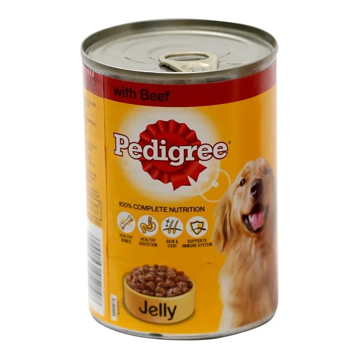 PEDIGREE DOG FOOD BEEF & LIVER MIX IN JELLY TIN 385 GM