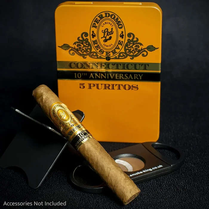 Perdomo 10th Anniversary Connecticut Nicaraguan Puritos Cigars – Tin of 5