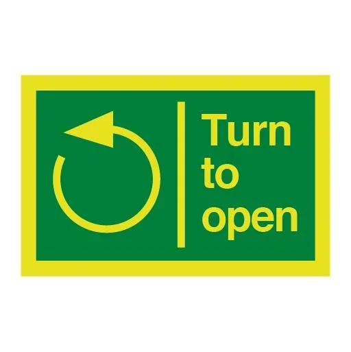 Photoluminescent Fire Exit Turn Anti-Clockwise to Open Sign