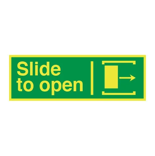 Photoluminescent Slide to Open Symbol Arrow Right Sign