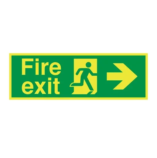 Photoluminesent Fire Exit Symbol Arrow Right Medium Sign