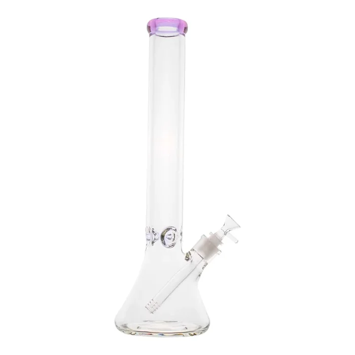 Pink Banded Ice Pinch Beaker Bong – 18in