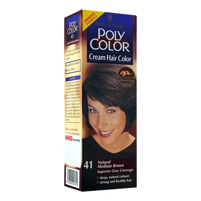 POLY COLOR HAIR COLOR 41 NATURAL MEDIUM BROWN PC