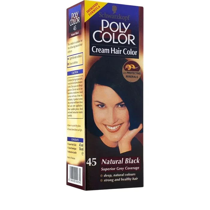 POLY COLOR HAIR COLOR 45 NATURAL BLACK PC 45 ML