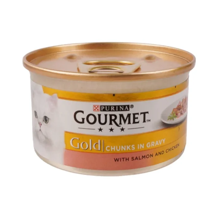 PURINA GOURMET CAT FOOD GOLD CHUNKS SALMON CHICKEN 85 GM