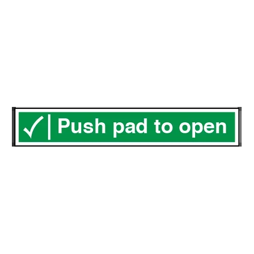 Push Pad to Open with Left Tick Sign