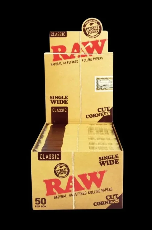 RAW “Cut Corners” Single Wide Rolling Papers – 50 Pack