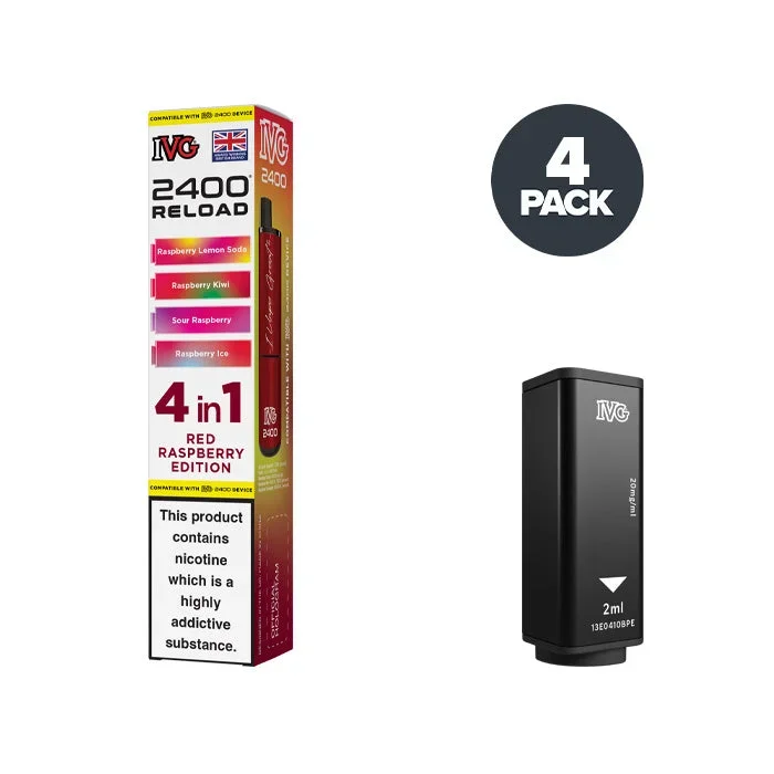 Red Raspberry Edition IVG 2400 Reload 4 in 1 Prefilled Pods