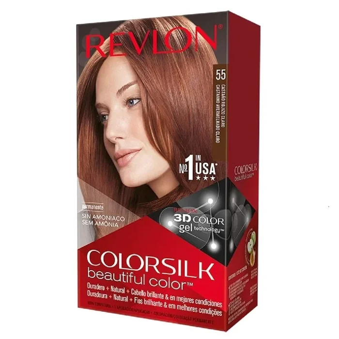 REVLON HAIR COLOR SILK LIGHT REDDISH BROWN 55