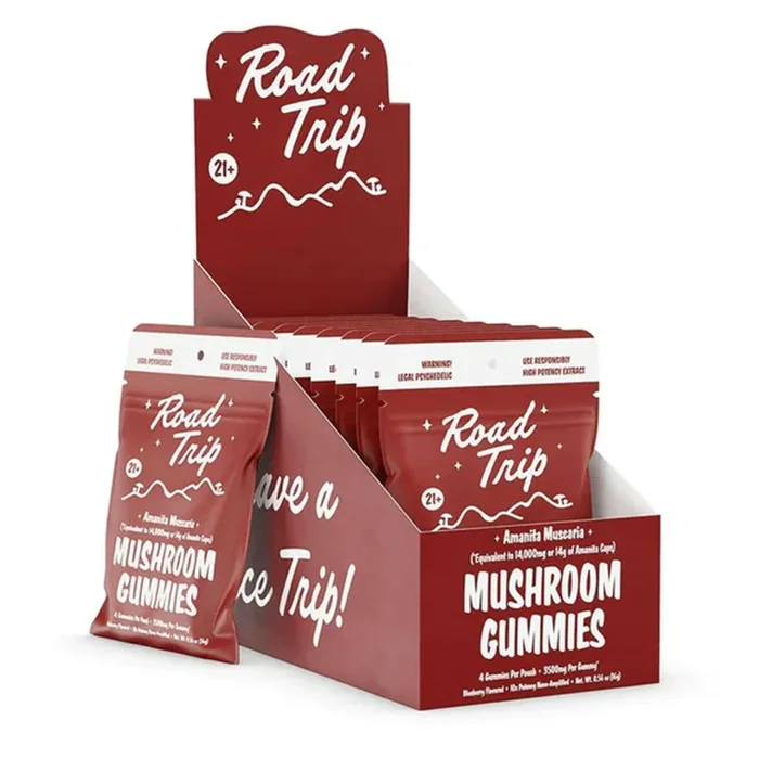Road Trip Amanita Muscaria Mushroom Gummies 14000MG 4 count Pouch