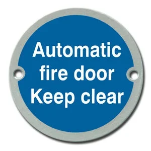Satin Anodised Aluminium Automatic fire door Keep clear Sign