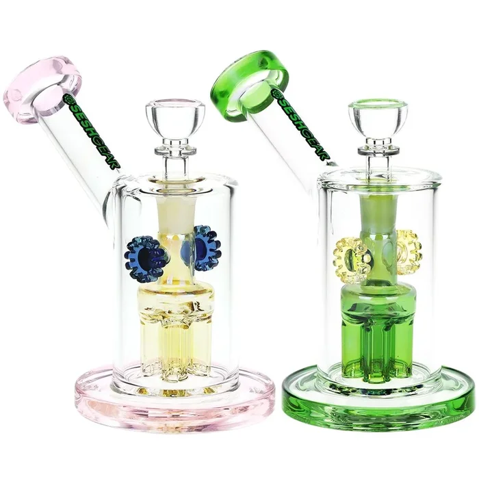 SeshGear Steampunk Gears Fumed Perc Glass Water Pipe | 6.5″ | 14mm F